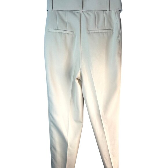 NWOT ZARA XS High-Waist Trousers With Wide Belt Neutral Cream High Rise - Picture 10 of 16